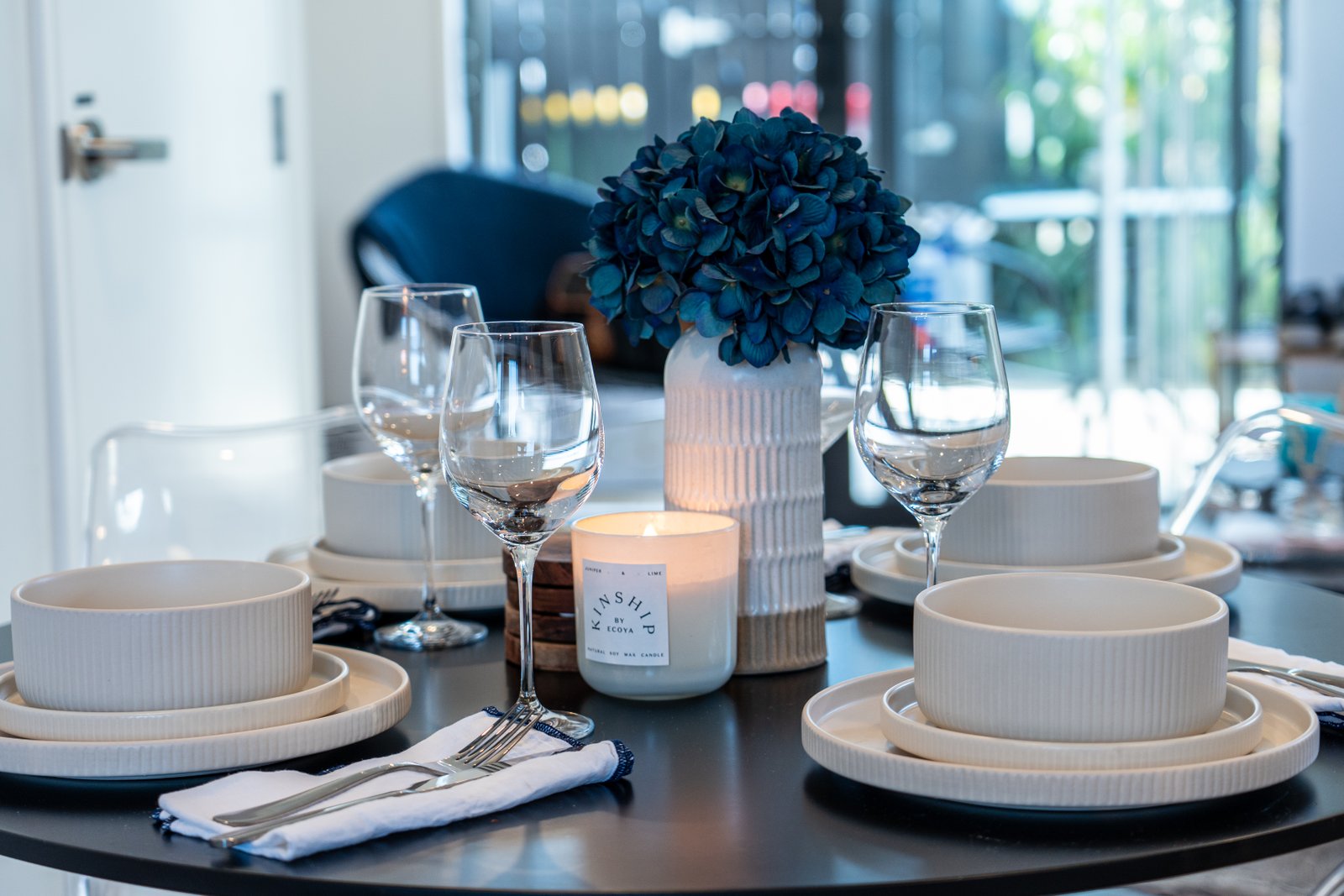 Elegantly set dining area